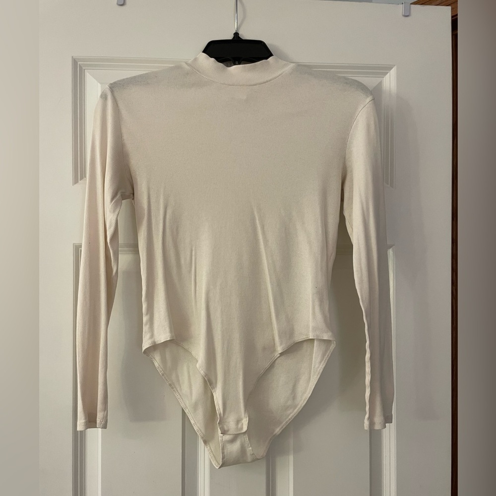 Cream mock neck bodysuit